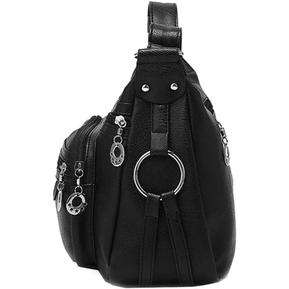 Women Leather Crossbody Bag Lightweight Purse Multiple Pockets Stylish